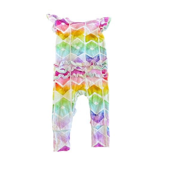 Bums and Roses Color My World Short-Sleeve Ruffle Romper 3-6 Months - Picture 2 of 2